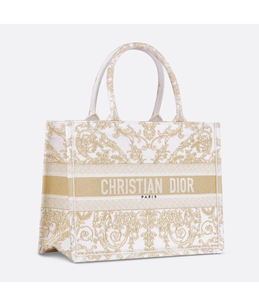 CHRISTIAN DIOR Бежевая хлопковая сумка тоут, фото 3