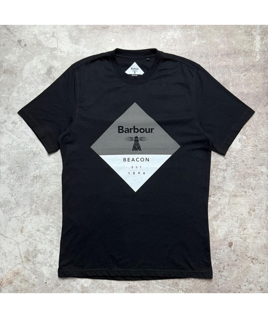 BARBOUR Черная хлопковая футболка, фото 5