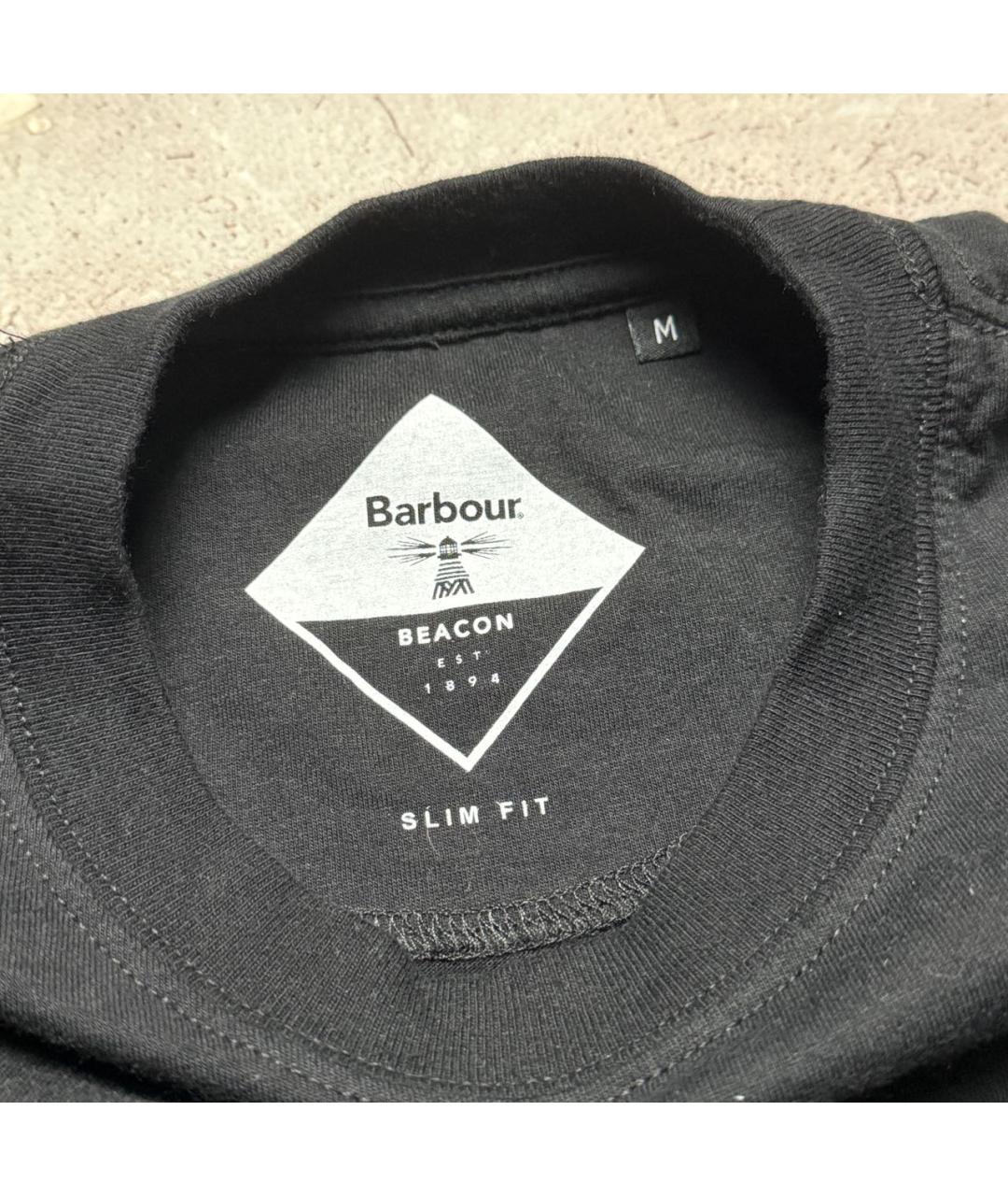 BARBOUR Черная хлопковая футболка, фото 3