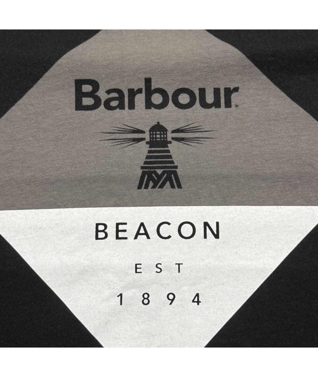 BARBOUR Черная хлопковая футболка, фото 2