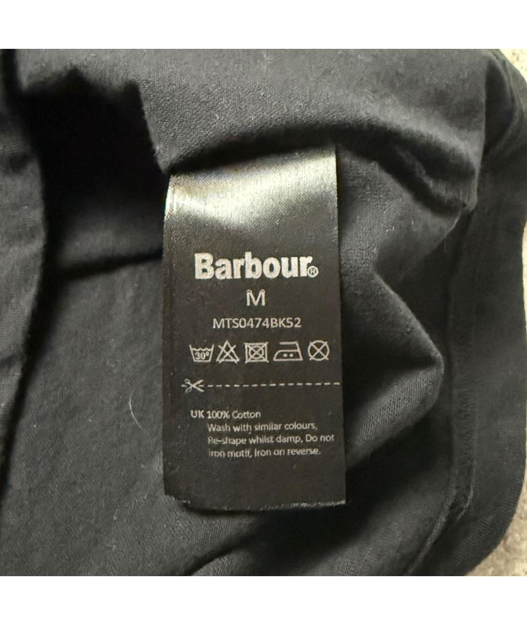 BARBOUR Черная хлопковая футболка, фото 4