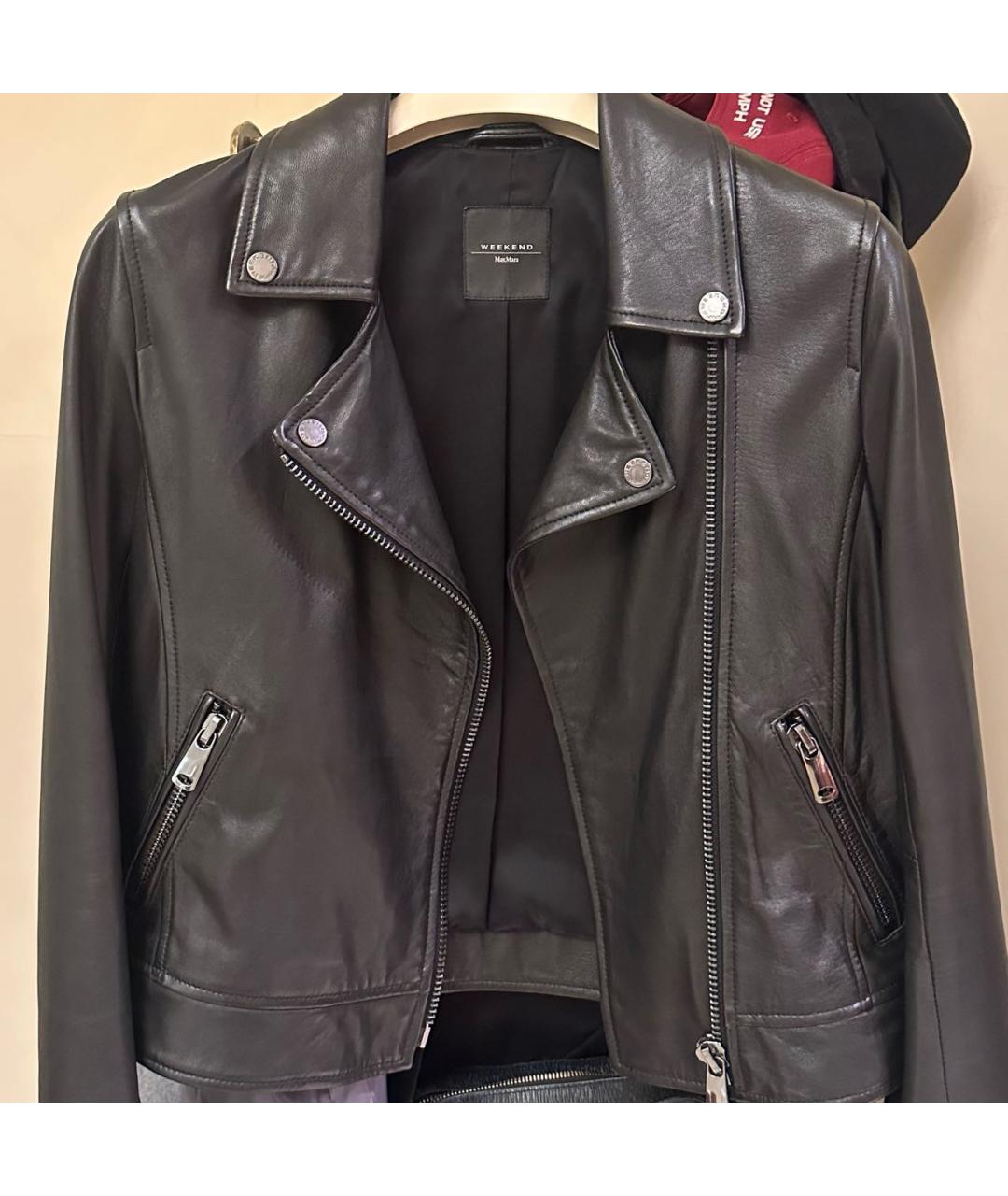 WEEKEND MAX MARA Черная кожаная куртка, фото 6