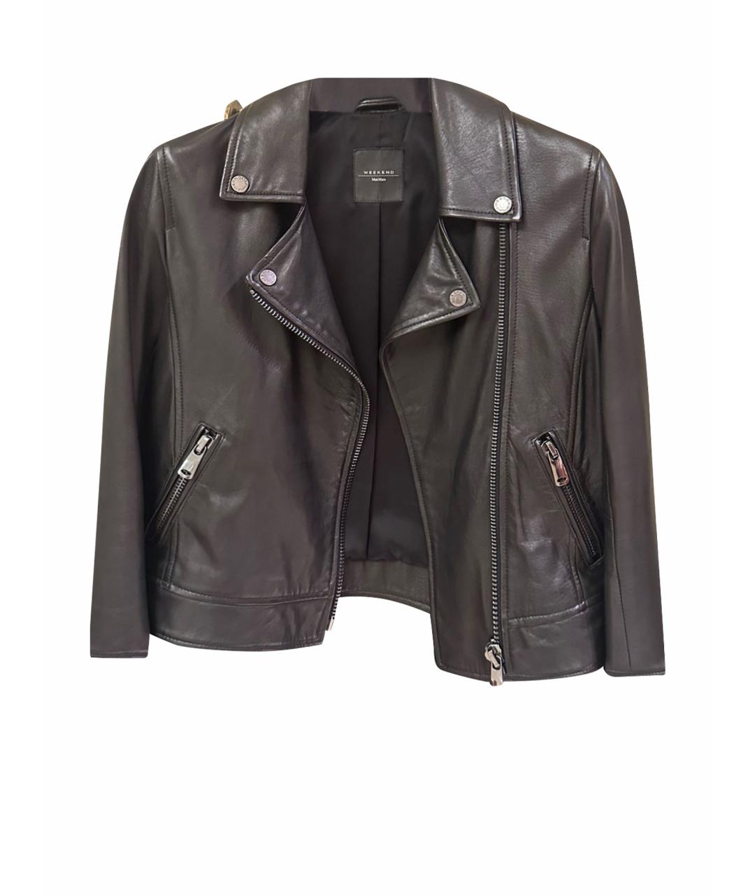 WEEKEND MAX MARA Черная кожаная куртка, фото 1
