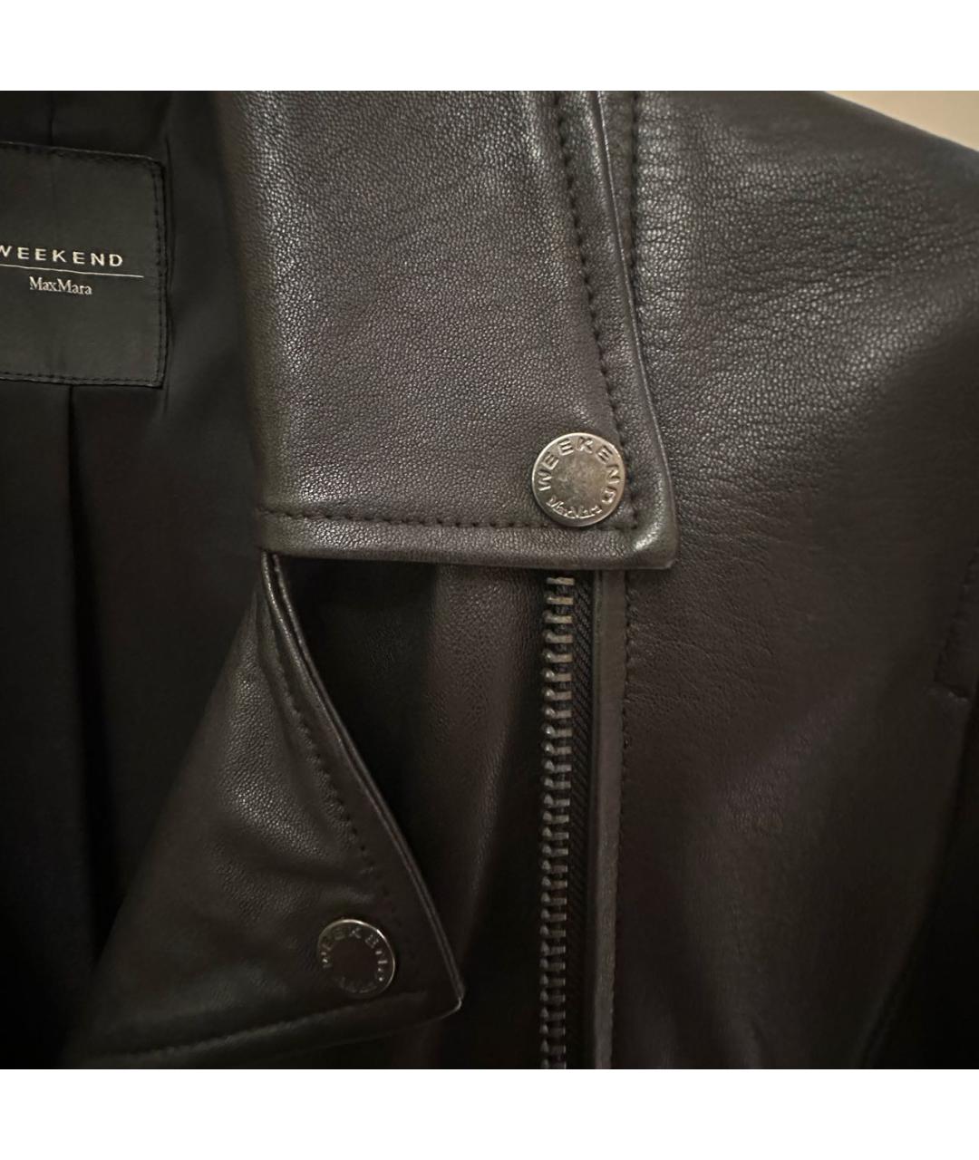 WEEKEND MAX MARA Черная кожаная куртка, фото 4