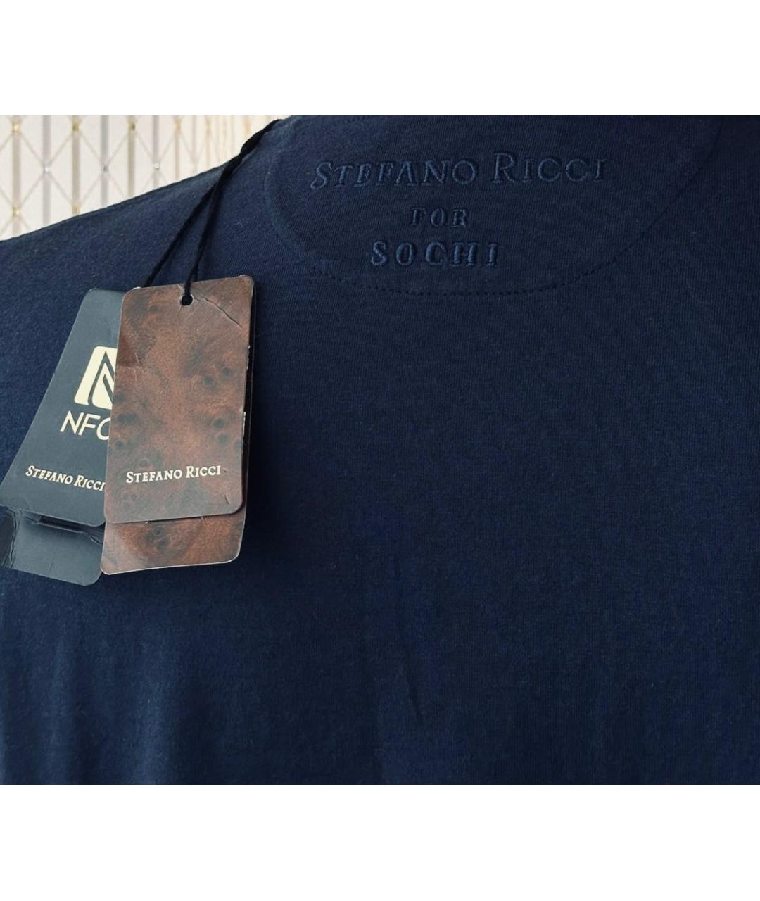 STEFANO RICCI Синяя хлопковая футболка, фото 3