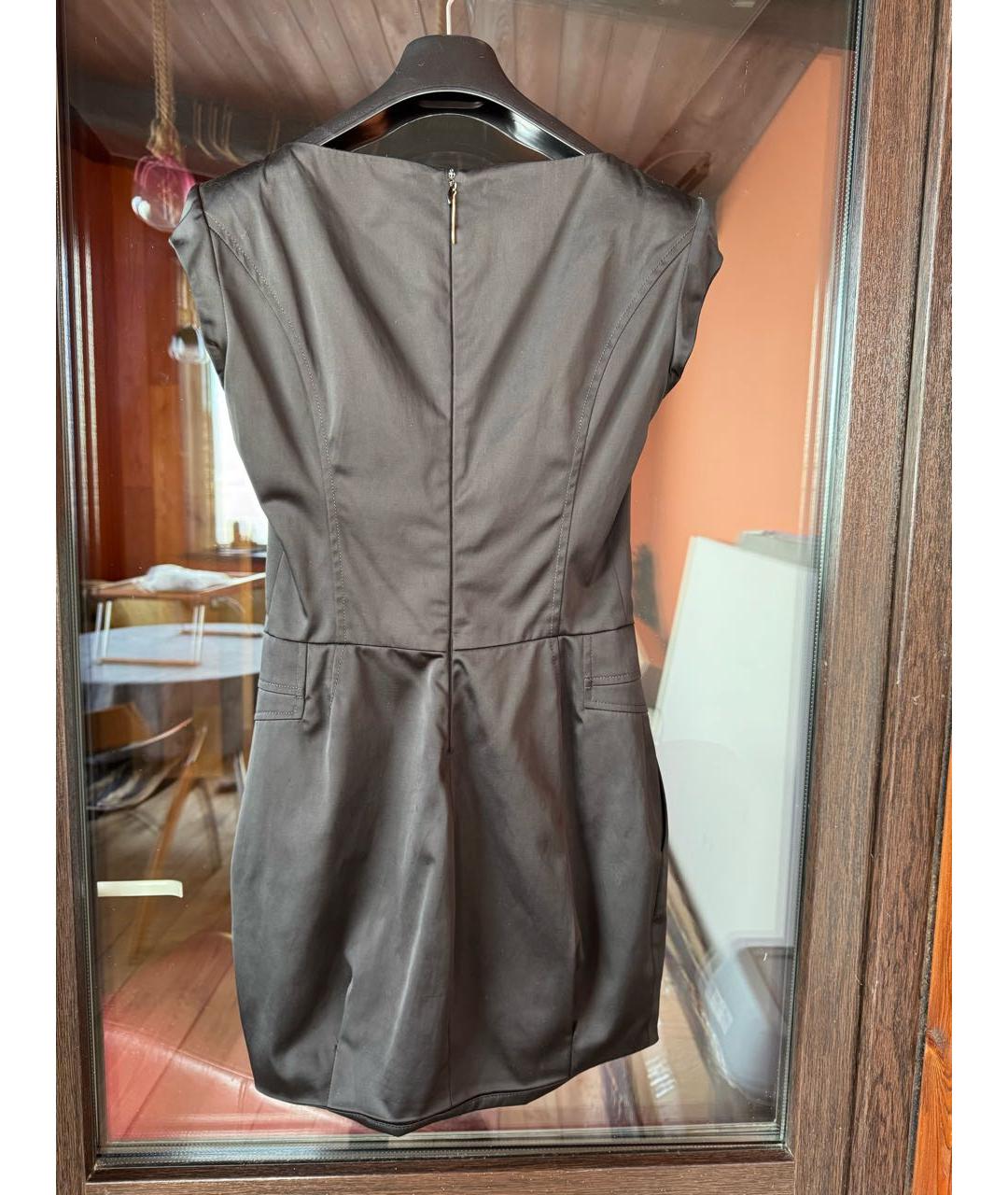 ELISABETTA FRANCHI Черное хлопко-эластановое коктейльное платье, фото 2