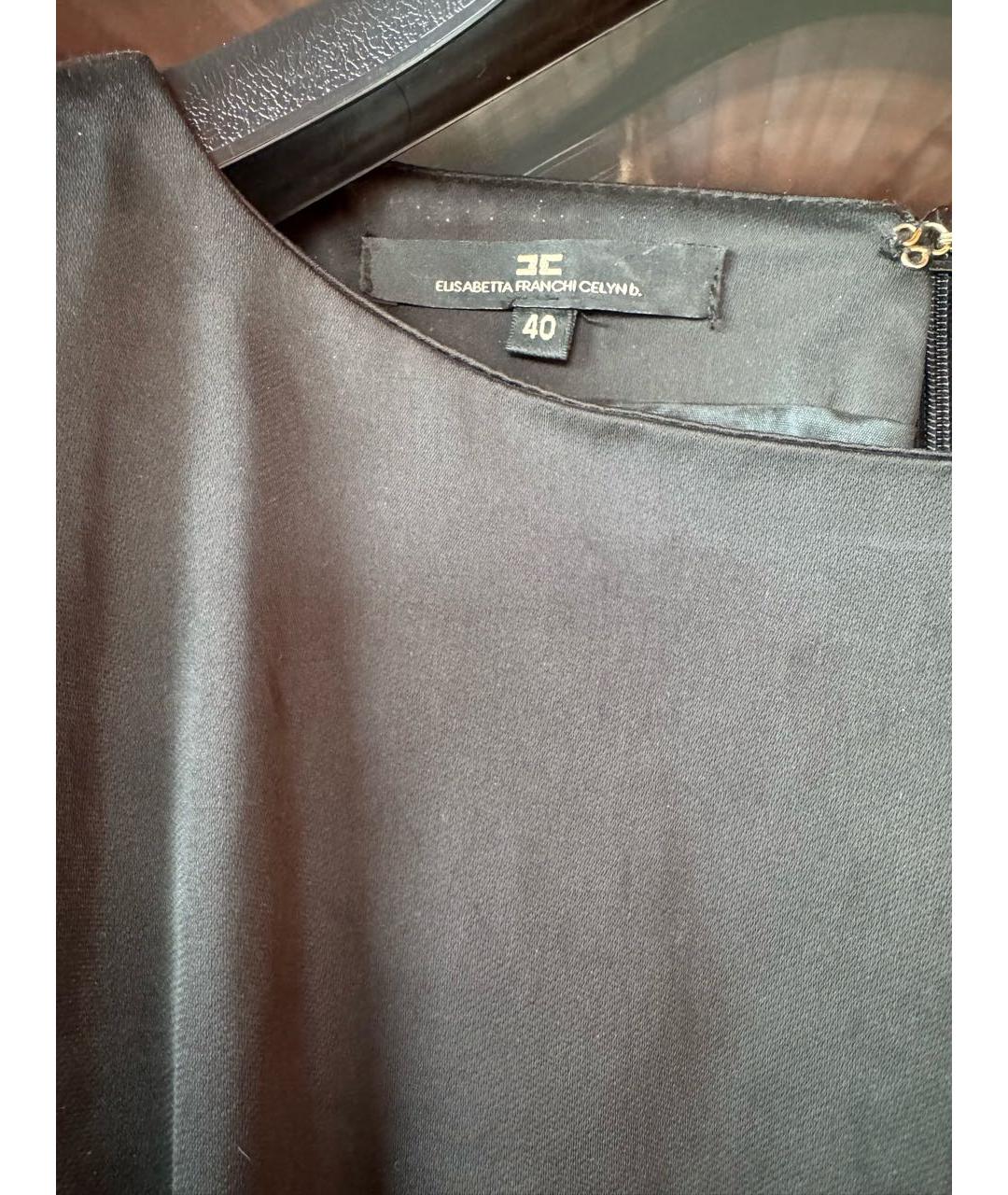 ELISABETTA FRANCHI Черное хлопко-эластановое коктейльное платье, фото 4