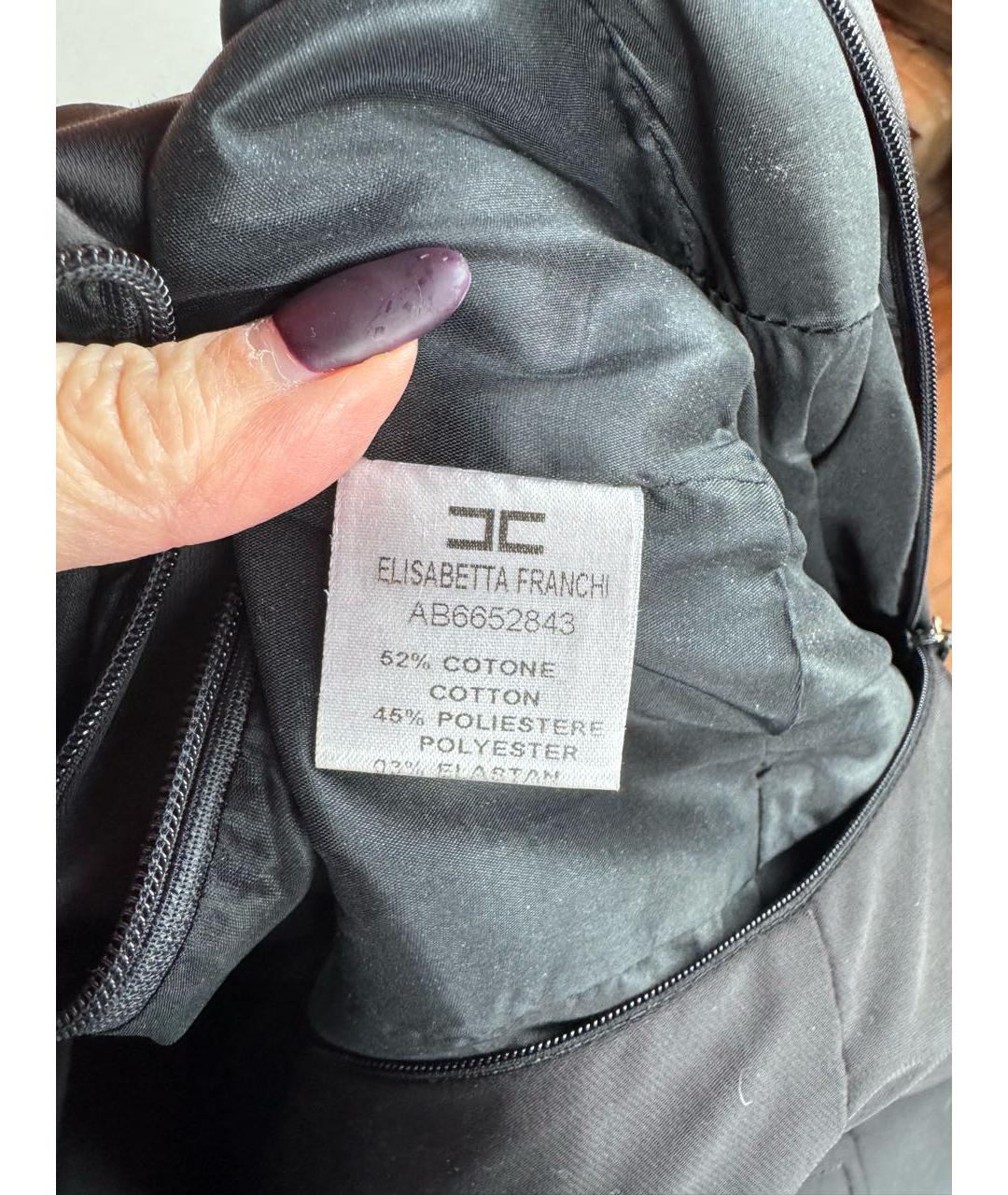 ELISABETTA FRANCHI Черное хлопко-эластановое коктейльное платье, фото 6