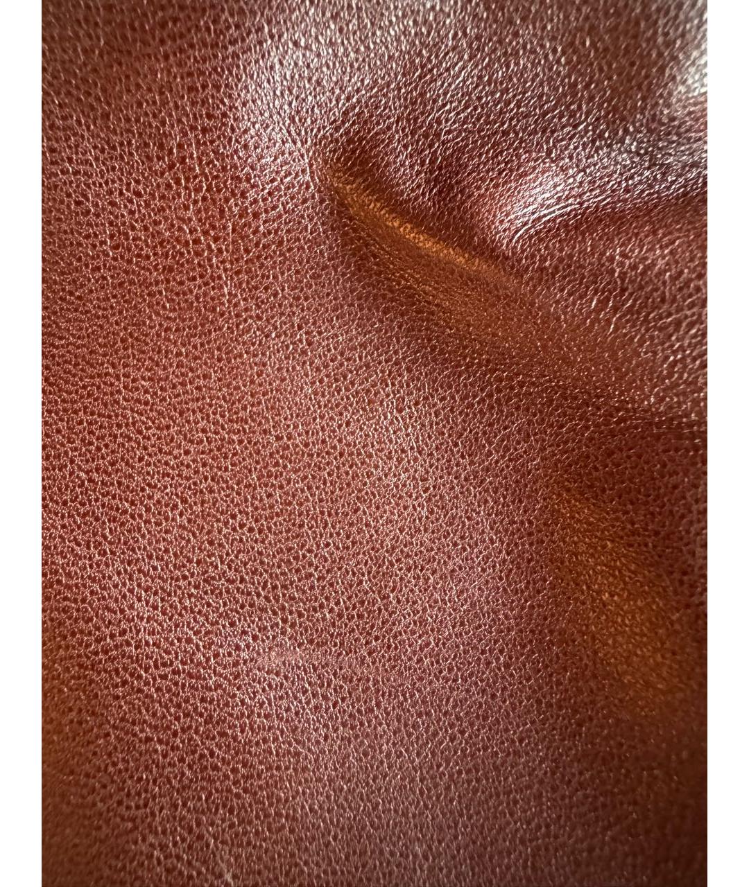 BOTTEGA VENETA Коричневая кожаная юбка миди, фото 4