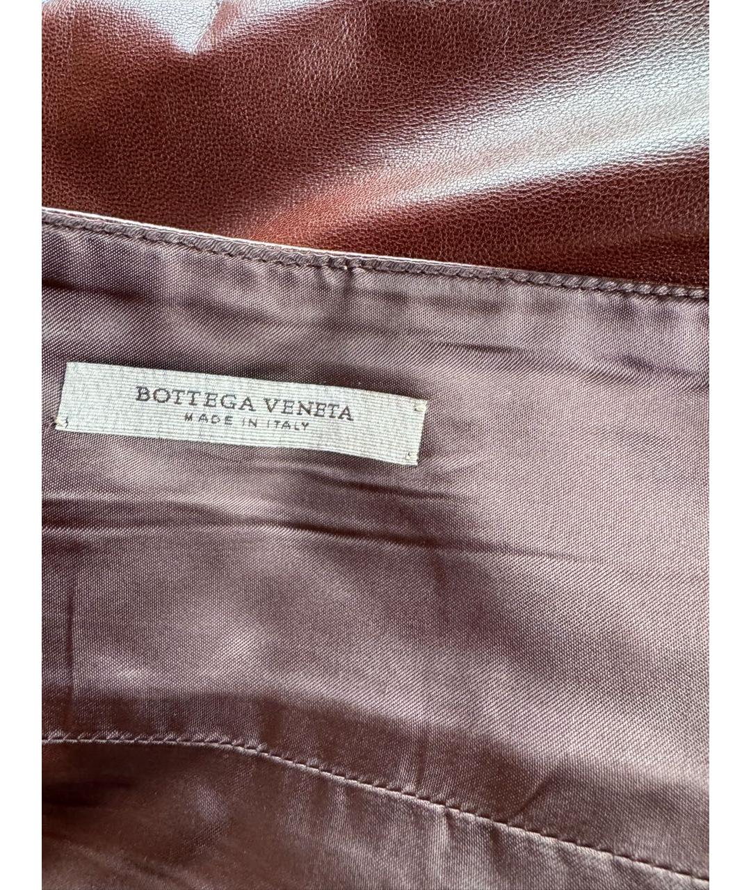 BOTTEGA VENETA Коричневая кожаная юбка миди, фото 3