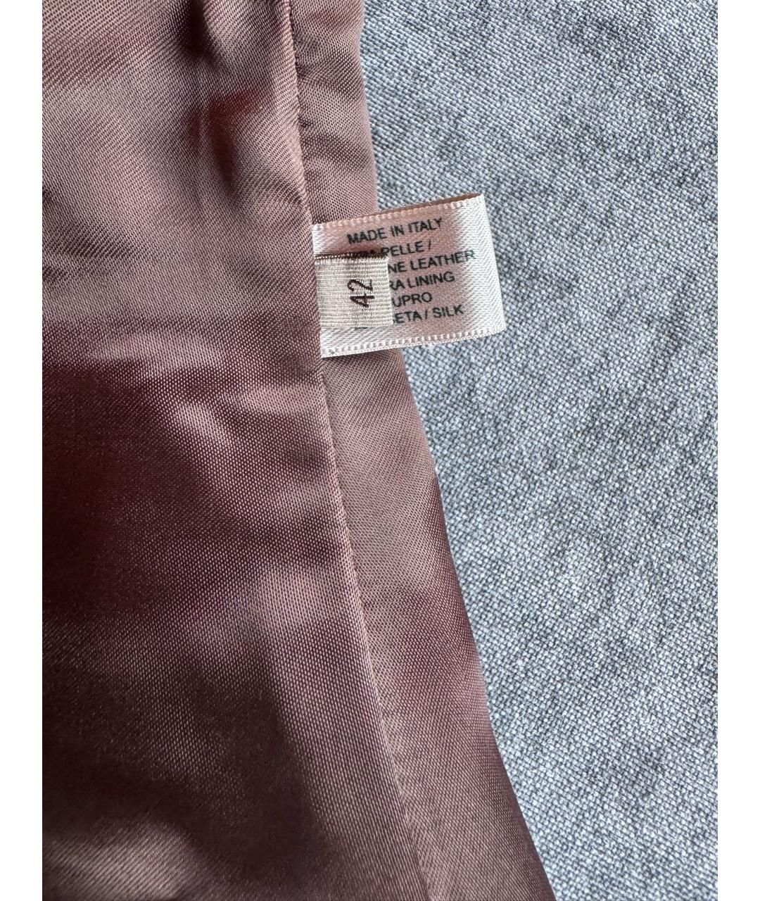 BOTTEGA VENETA Коричневая кожаная юбка миди, фото 5