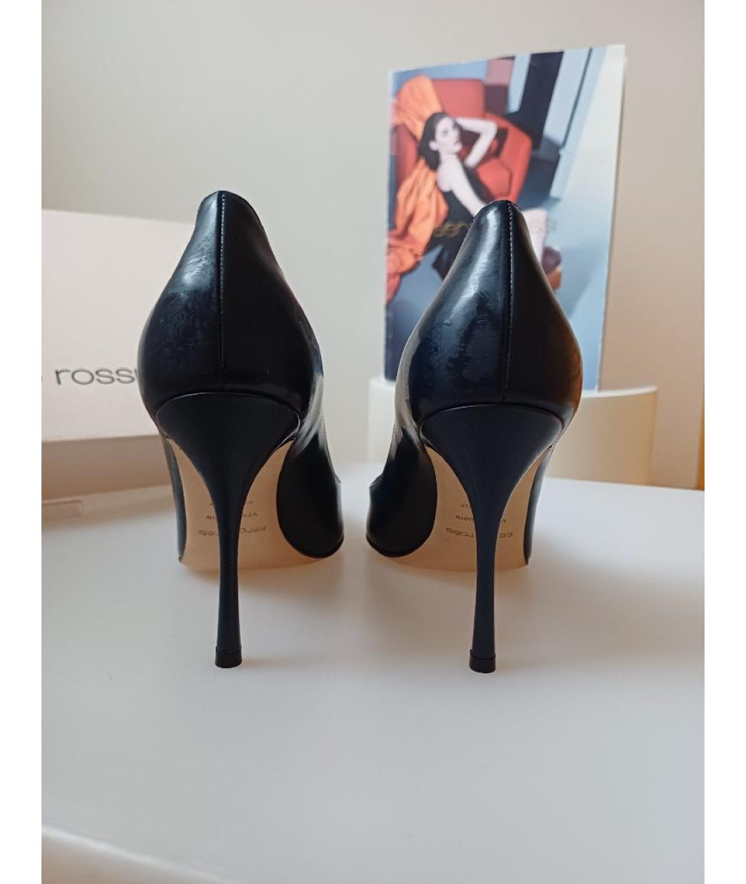 SERGIO ROSSI Темно-синие туфли из лакированной кожи, фото 8