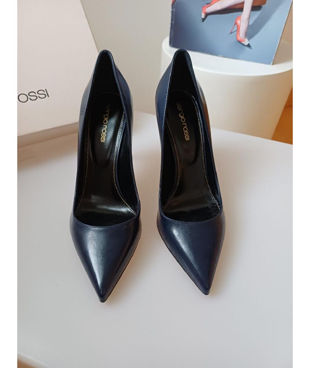 SERGIO ROSSI Темно-синие туфли из лакированной кожи, фото 7