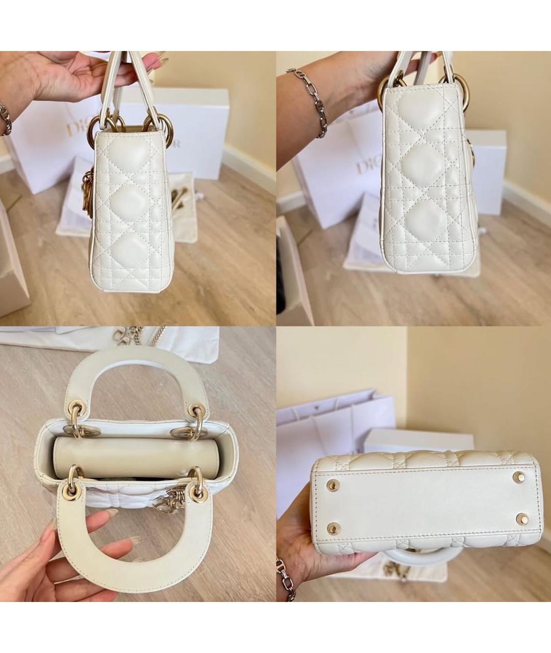 CHRISTIAN DIOR Белая кожаная сумка с короткими ручками, фото 3