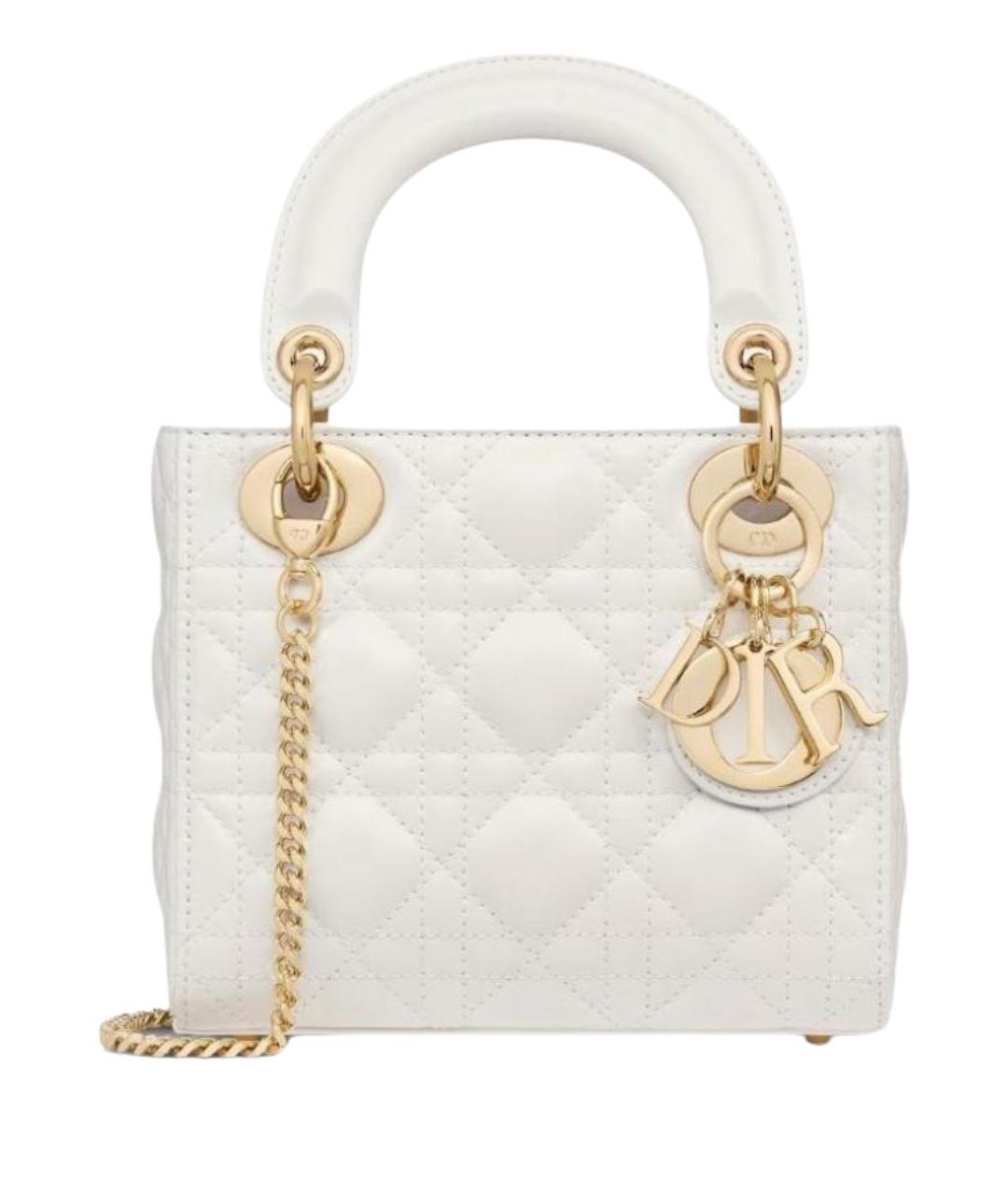 CHRISTIAN DIOR Белая кожаная сумка с короткими ручками, фото 1