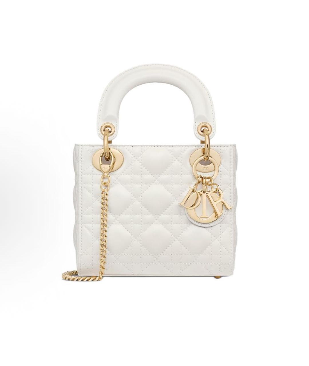 CHRISTIAN DIOR Белая кожаная сумка с короткими ручками, фото 4