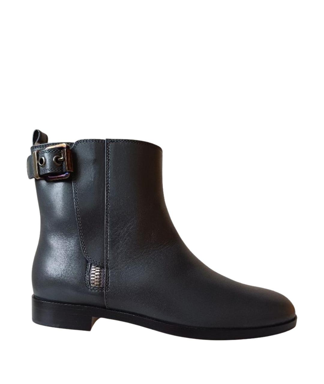 SERGIO ROSSI Антрацитовые кожаные ботинки, фото 1