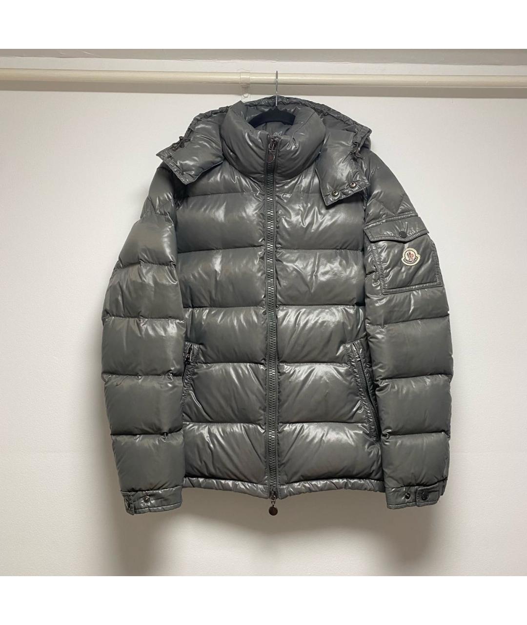 MONCLER Серый полиамидовый пуховик, фото 9