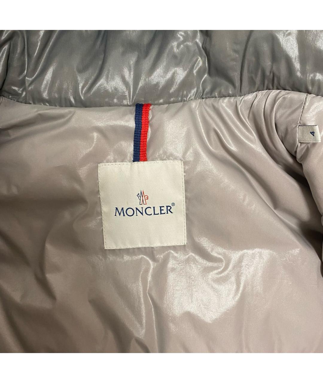 MONCLER Серый полиамидовый пуховик, фото 4