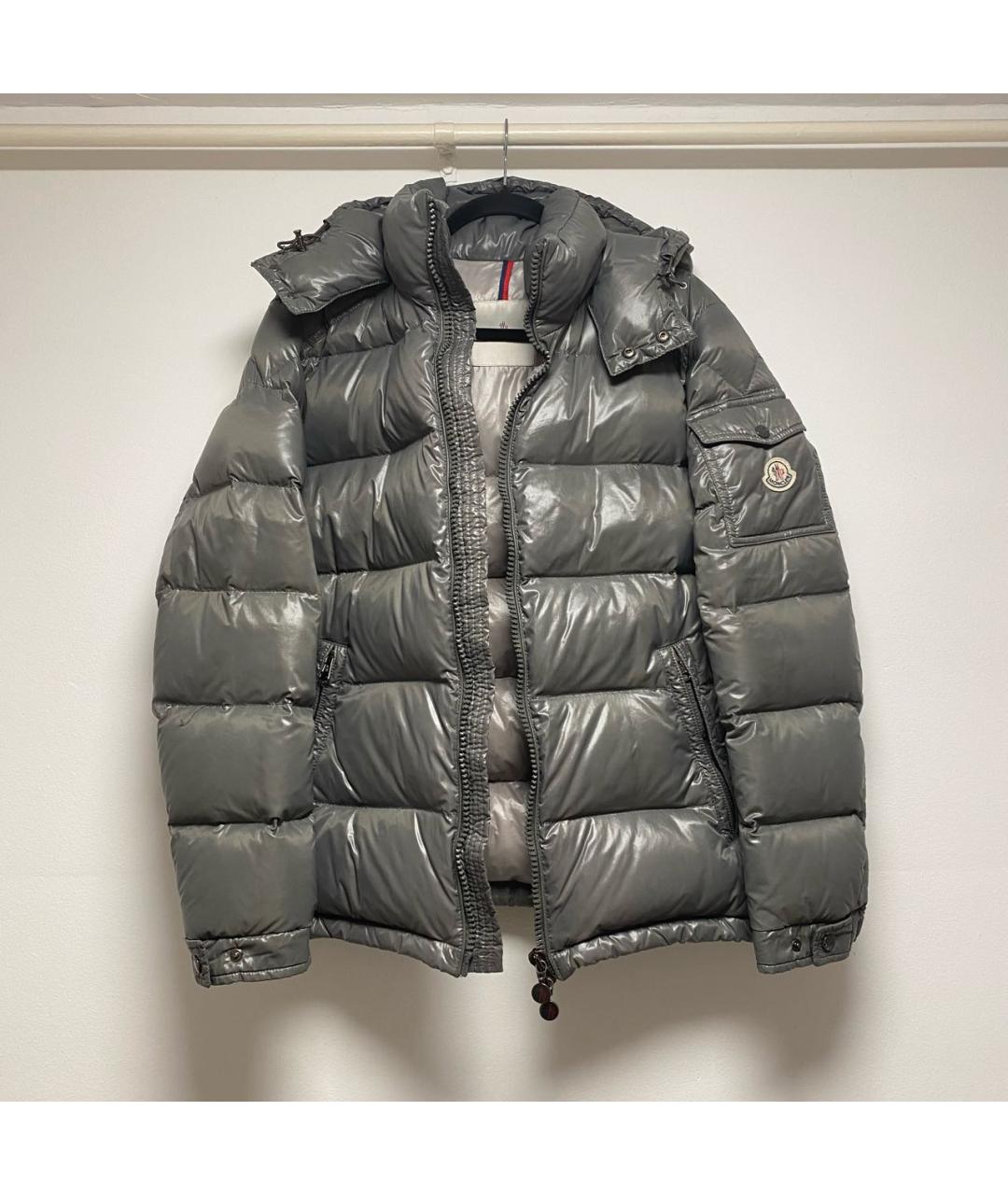 MONCLER Серый полиамидовый пуховик, фото 3