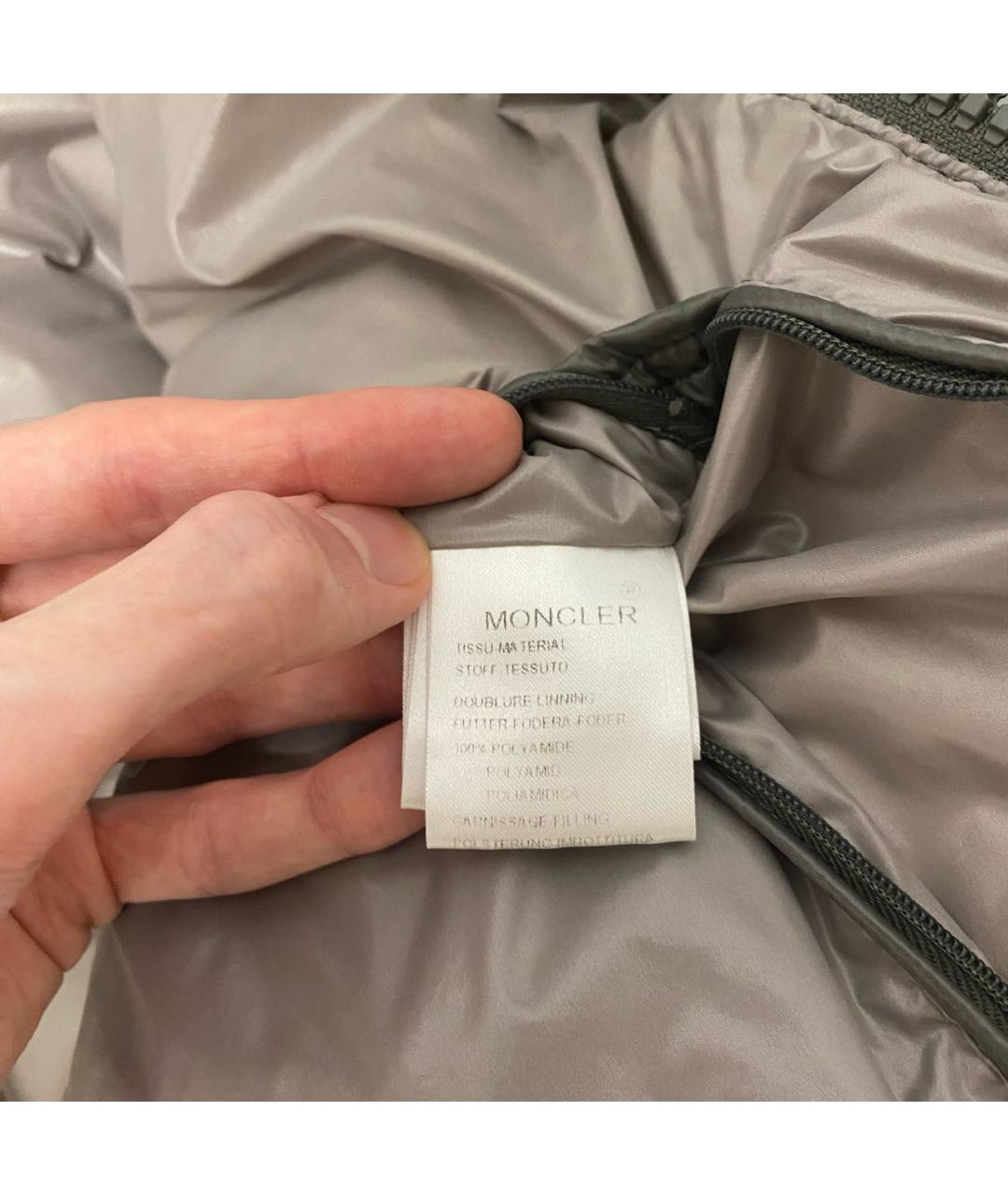 MONCLER Серый полиамидовый пуховик, фото 7
