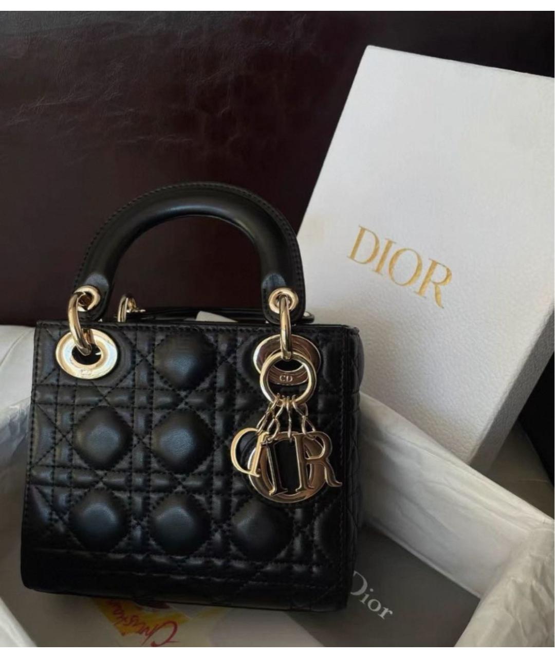 CHRISTIAN DIOR Черная кожаная сумка с короткими ручками, фото 2