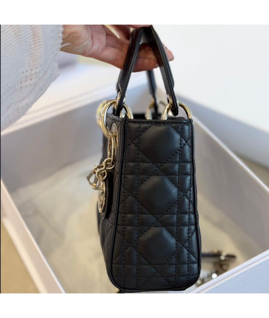 CHRISTIAN DIOR Черная кожаная сумка с короткими ручками, фото 3