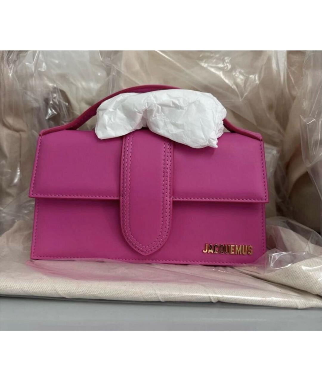 JACQUEMUS Розовая кожаная сумка через плечо, фото 5