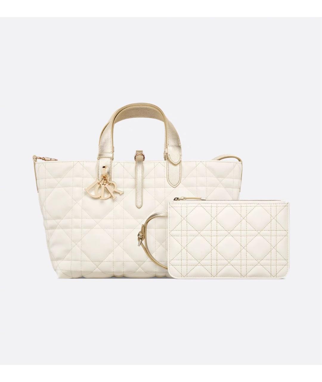 CHRISTIAN DIOR Белая кожаная сумка с короткими ручками, фото 6