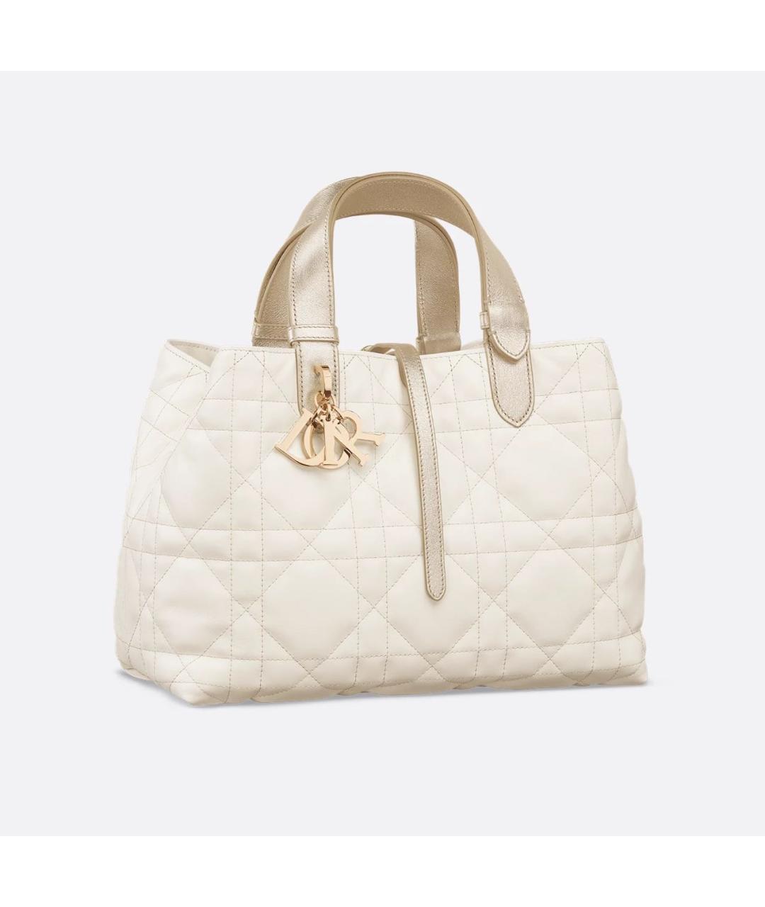 CHRISTIAN DIOR Белая кожаная сумка с короткими ручками, фото 7