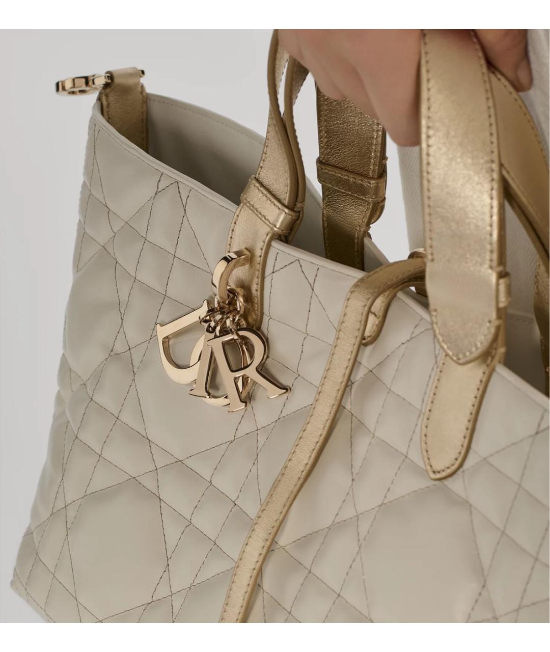 CHRISTIAN DIOR Белая кожаная сумка с короткими ручками, фото 3
