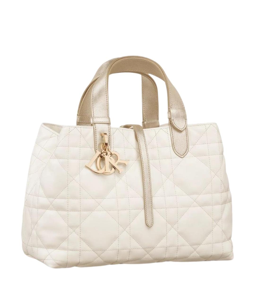 CHRISTIAN DIOR Белая кожаная сумка с короткими ручками, фото 1