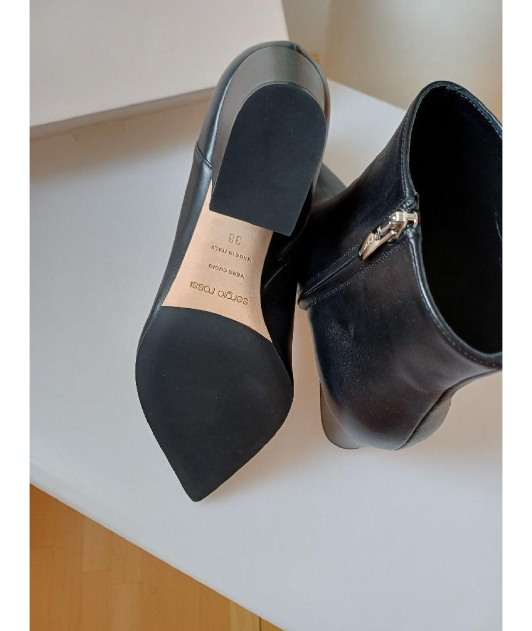 SERGIO ROSSI Черные кожаные ботильоны, фото 8