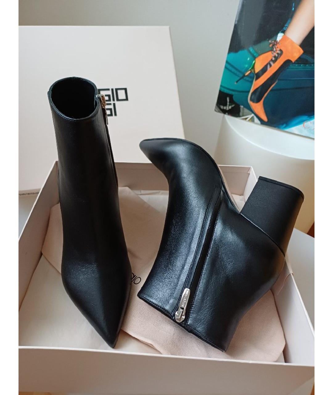 SERGIO ROSSI Черные кожаные ботильоны, фото 3