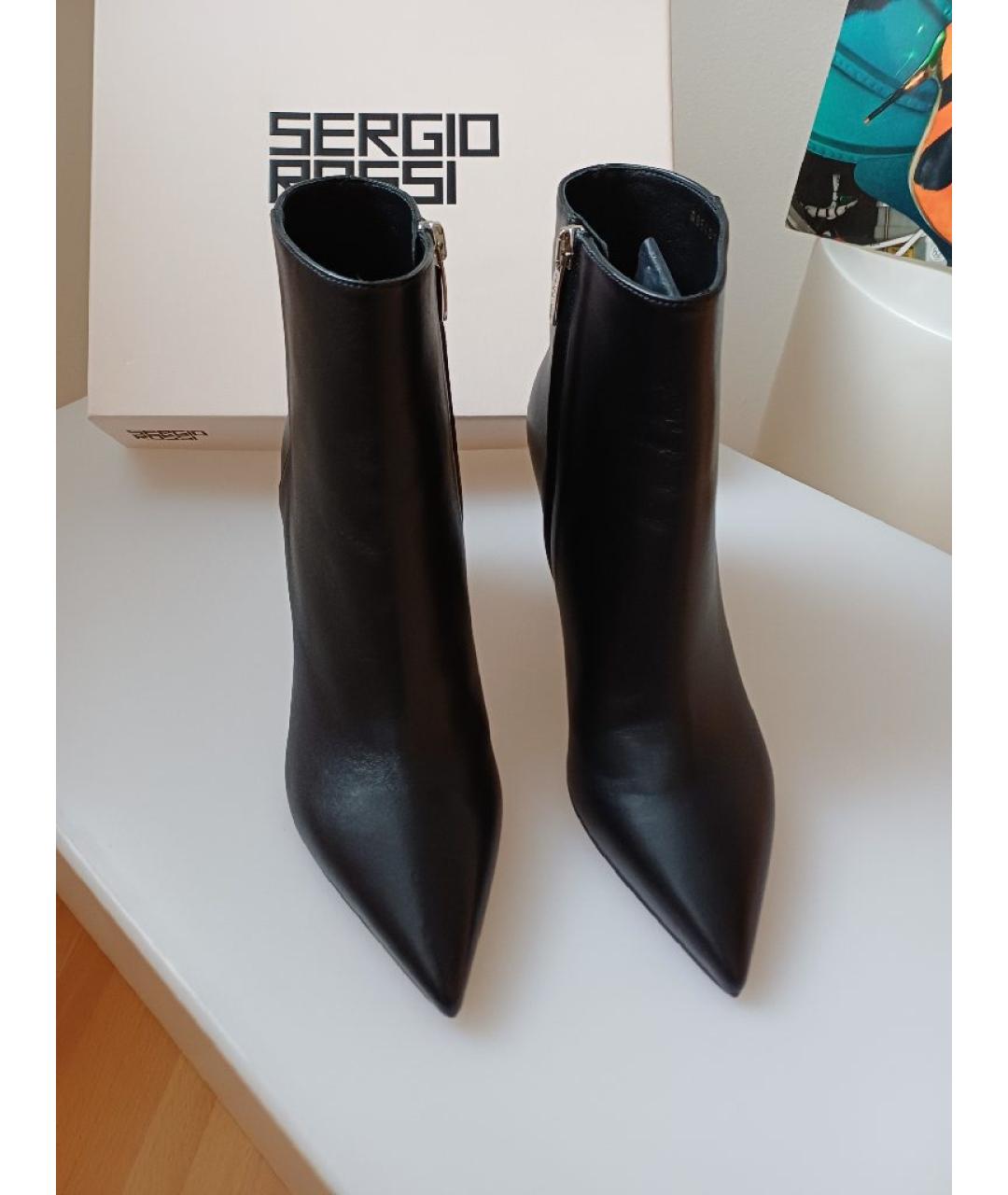 SERGIO ROSSI Черные кожаные ботильоны, фото 6