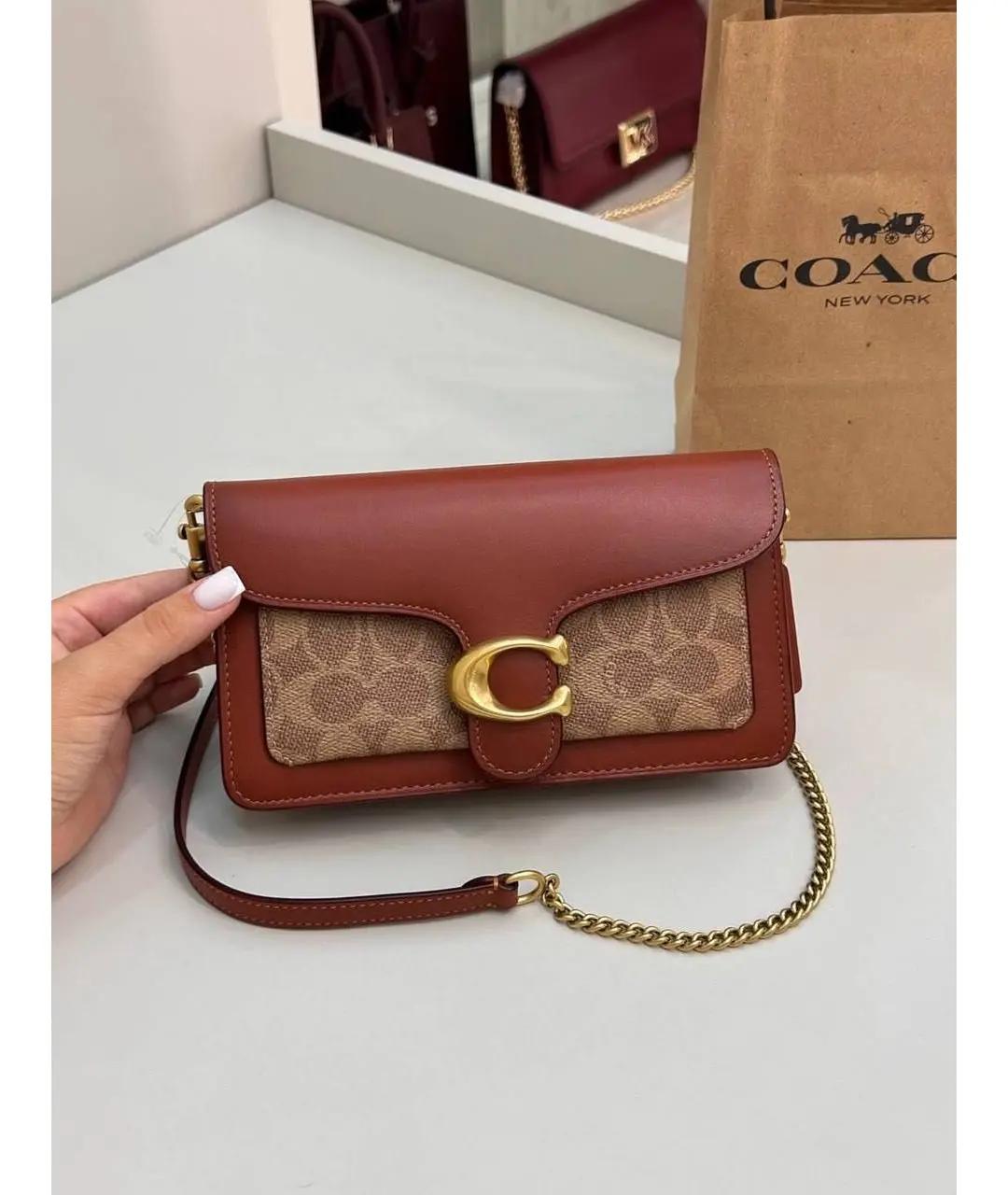 COACH Коричневая кожаная сумка через плечо, фото 4