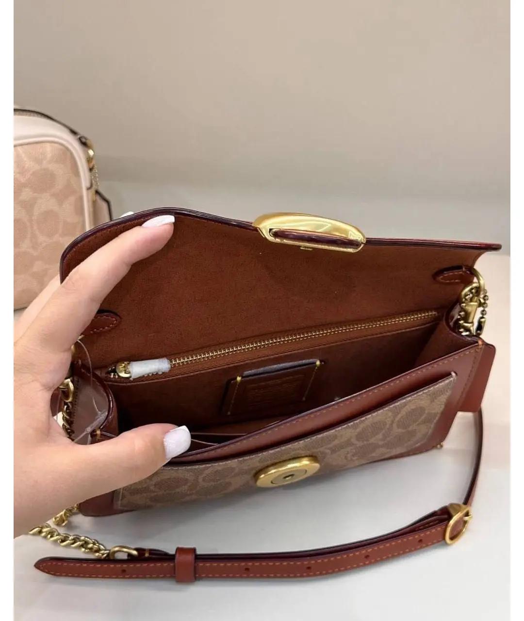 COACH Коричневая кожаная сумка через плечо, фото 5