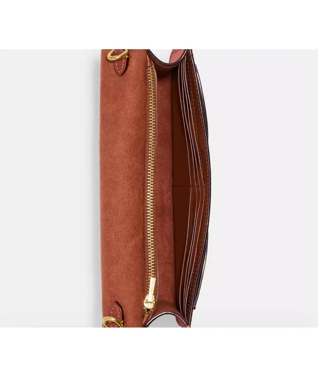 COACH Коричневая кожаная сумка через плечо, фото 3