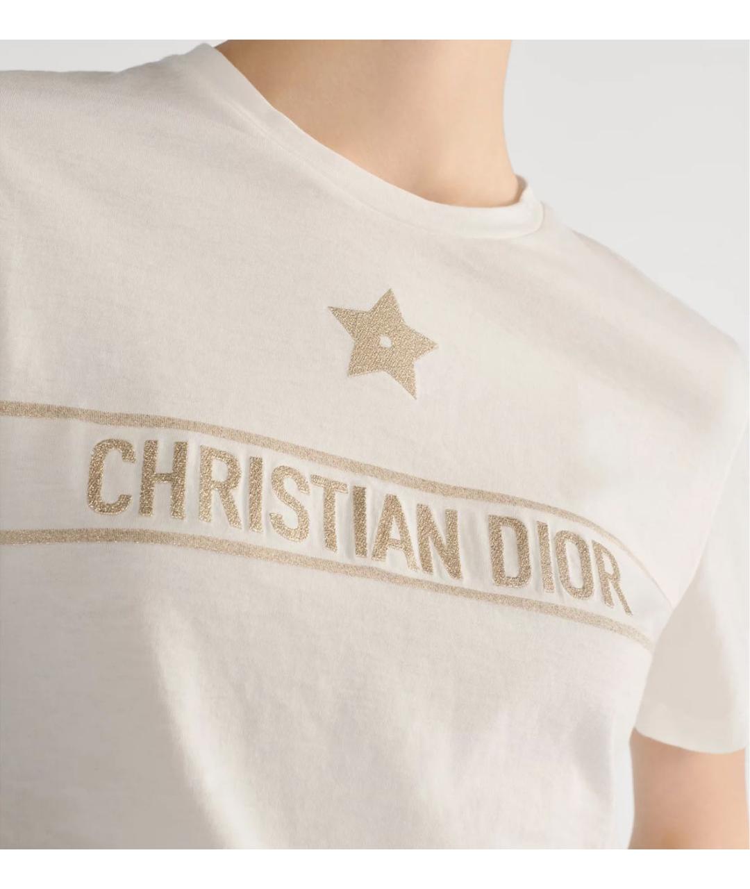 CHRISTIAN DIOR Бежевая хлопковая футболка, фото 5