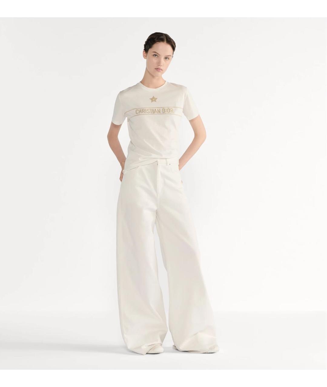 CHRISTIAN DIOR Бежевая хлопковая футболка, фото 2