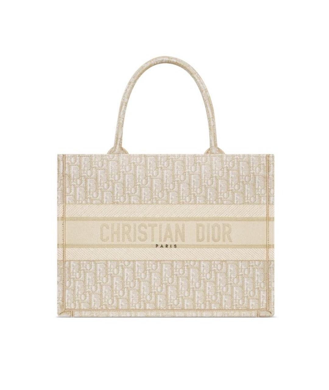 CHRISTIAN DIOR Бежевая хлопковая сумка тоут, фото 1
