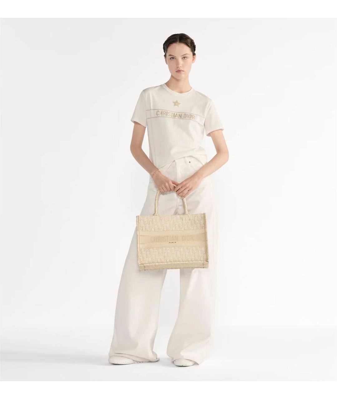 CHRISTIAN DIOR Бежевая хлопковая сумка тоут, фото 5