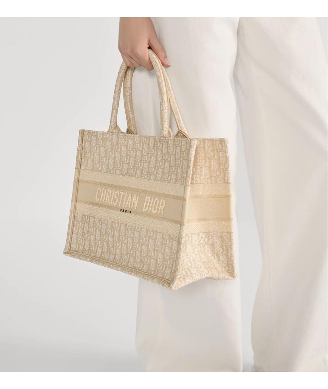 CHRISTIAN DIOR Бежевая хлопковая сумка тоут, фото 2
