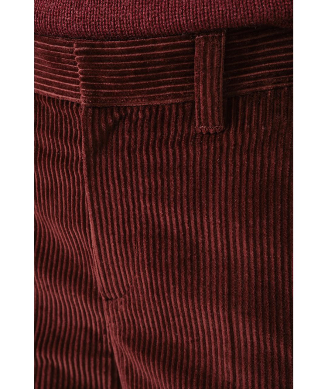 BRUNELLO CUCINELLI Бордовые хлопковые прямые брюки, фото 4