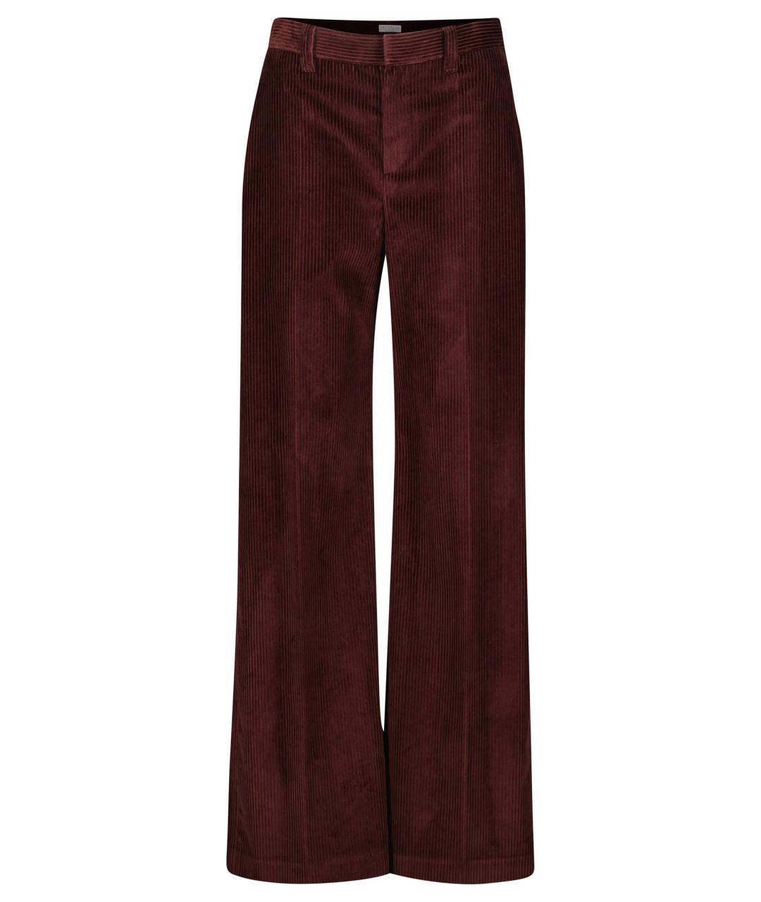 BRUNELLO CUCINELLI Бордовые хлопковые прямые брюки, фото 1