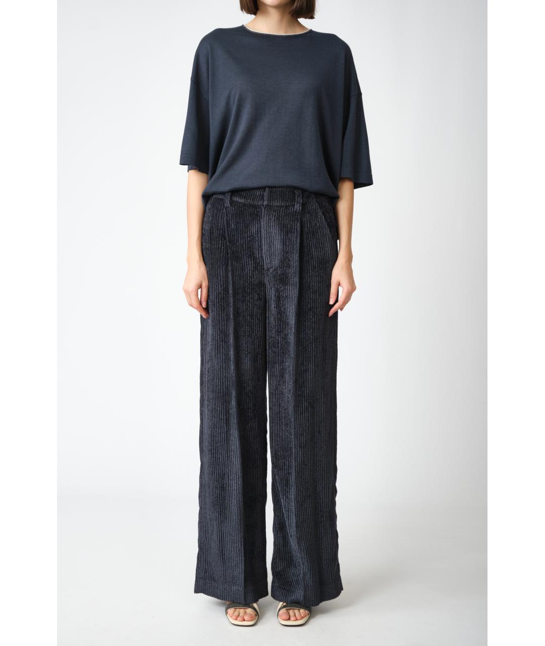 BRUNELLO CUCINELLI Темно-синие прямые брюки, фото 2