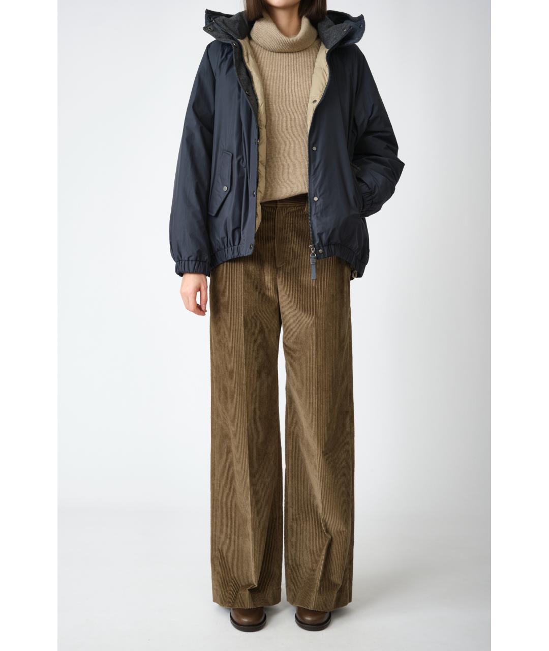 BRUNELLO CUCINELLI Коричневые хлопковые прямые брюки, фото 7