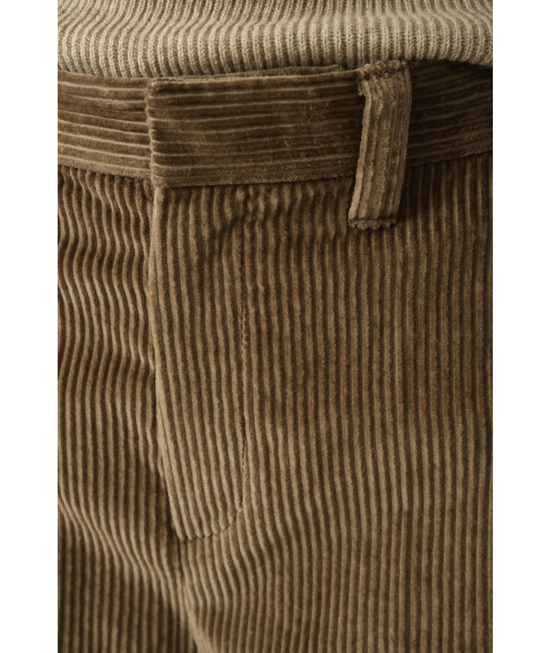 BRUNELLO CUCINELLI Коричневые хлопковые прямые брюки, фото 6