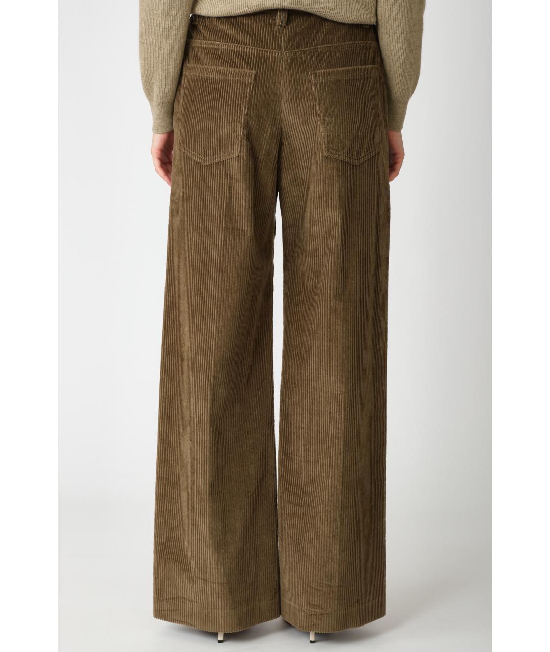 BRUNELLO CUCINELLI Коричневые хлопковые прямые брюки, фото 5