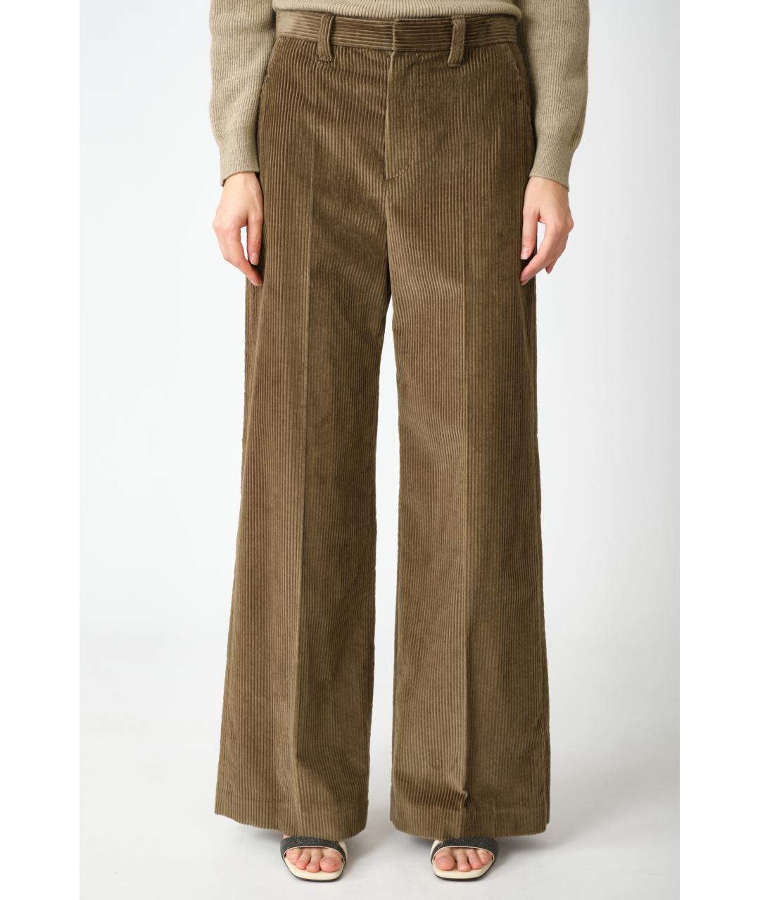 BRUNELLO CUCINELLI Коричневые хлопковые прямые брюки, фото 2